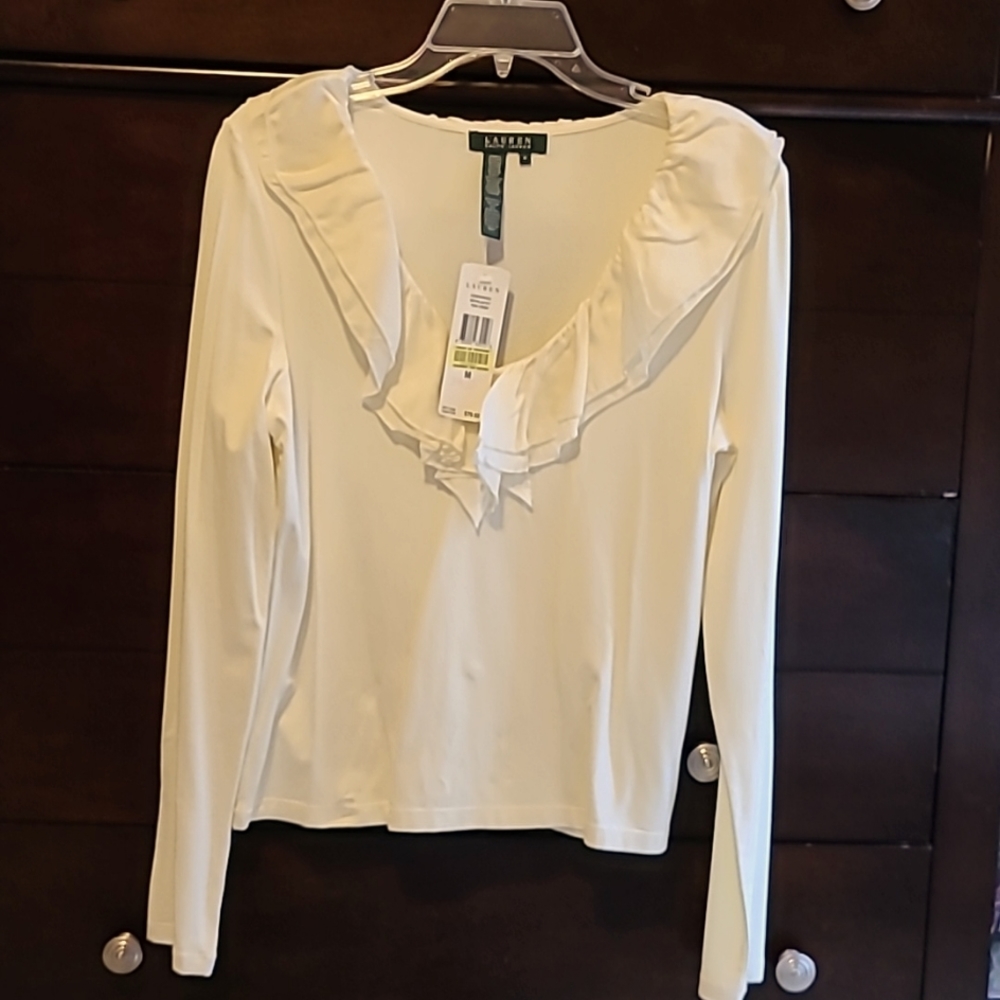 Ralph Lauren ivory blouse Size M.   Bought new, never worn. Excellent condition.